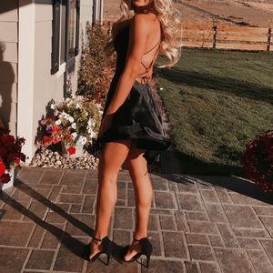 Short Black Silk Sherri Hill Dress 52156